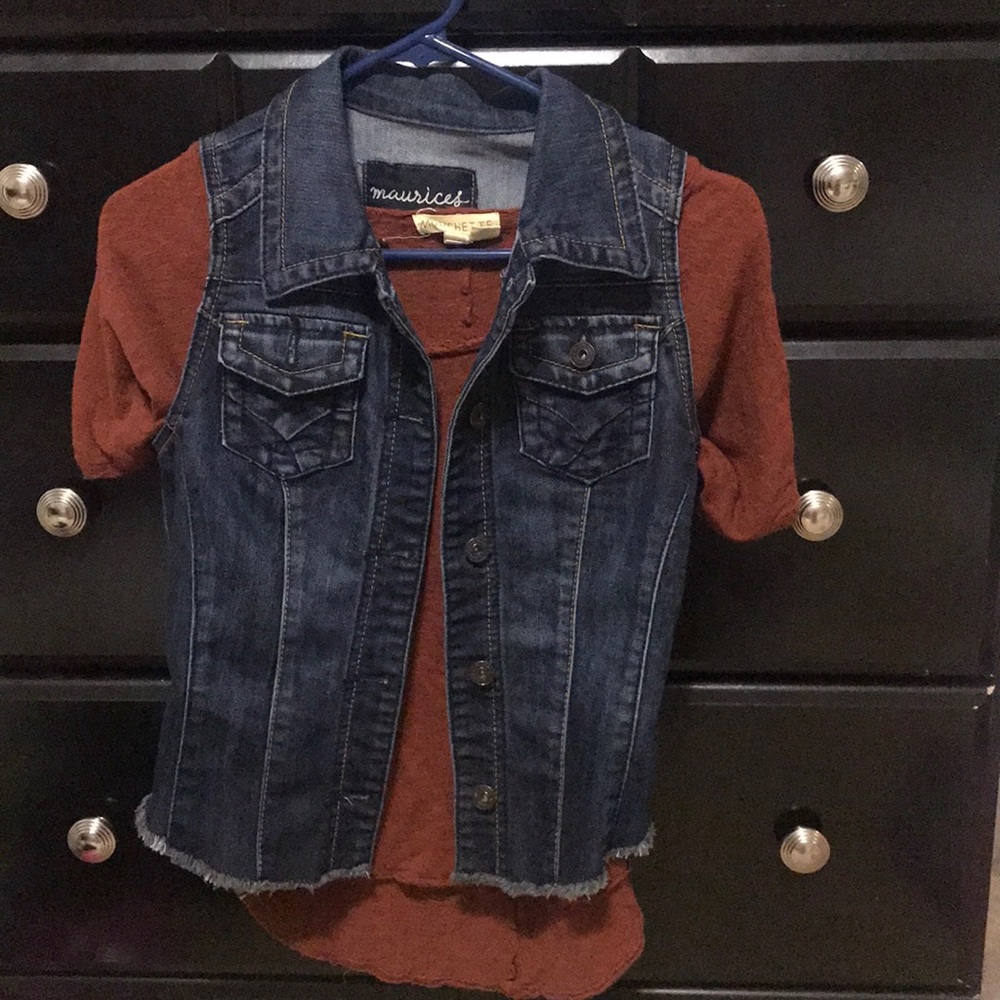 Dark denim vest
